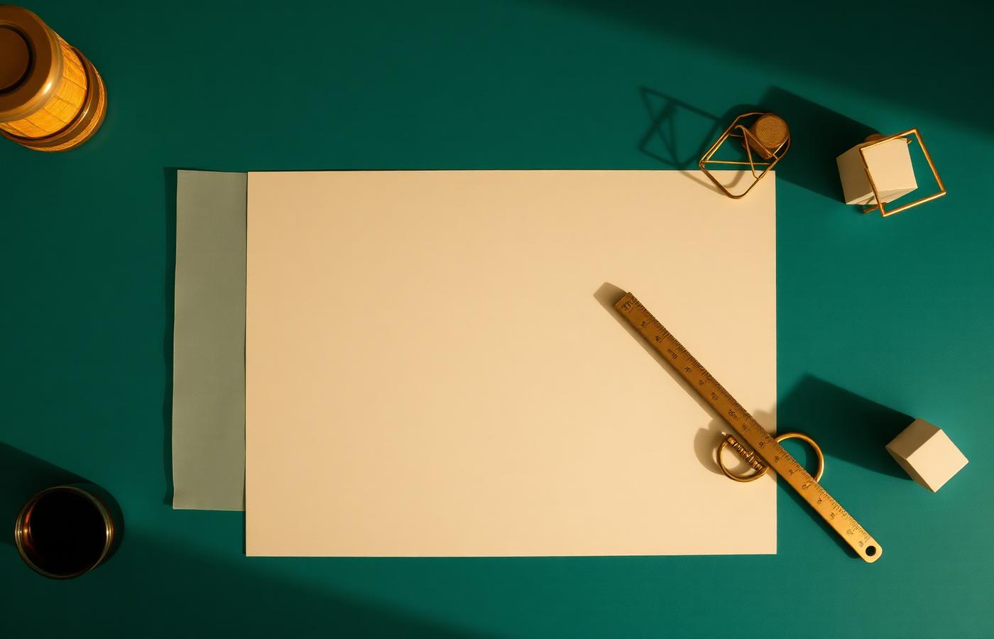 Architect's desk with ruler and paper